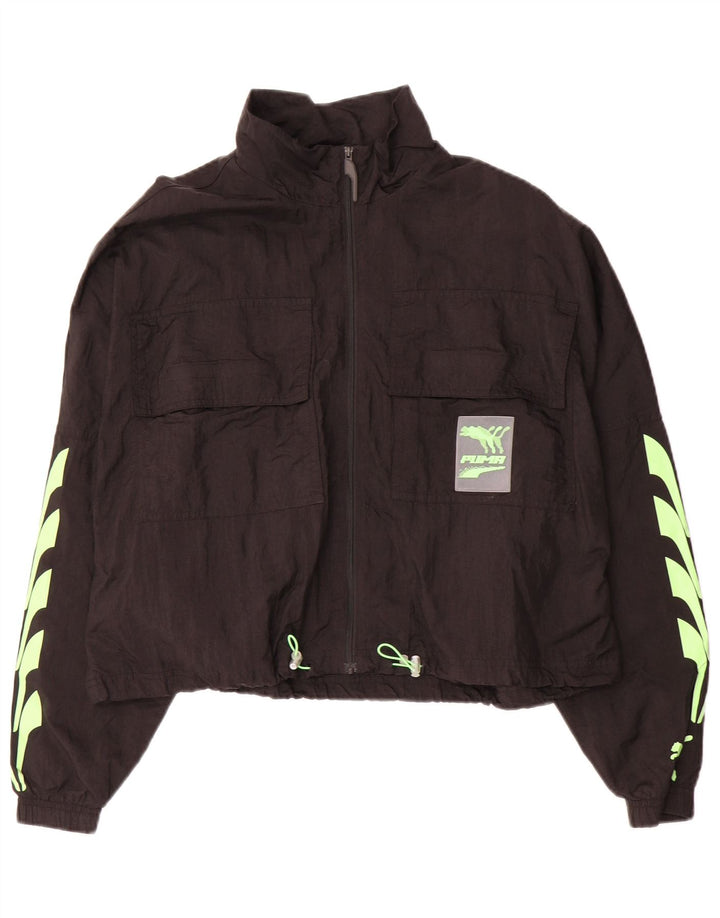 Giacca da ginnastica oversize con grafica corta PUMA da donna UK 16 Large Nera
