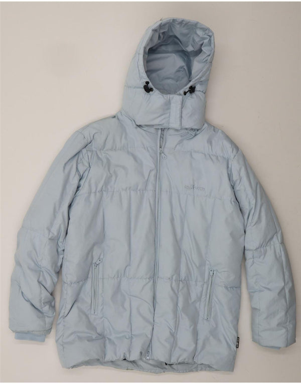 ELHO Womens Loose Fit Hooded Padded Coat UK 14 Medium Blue Polyester