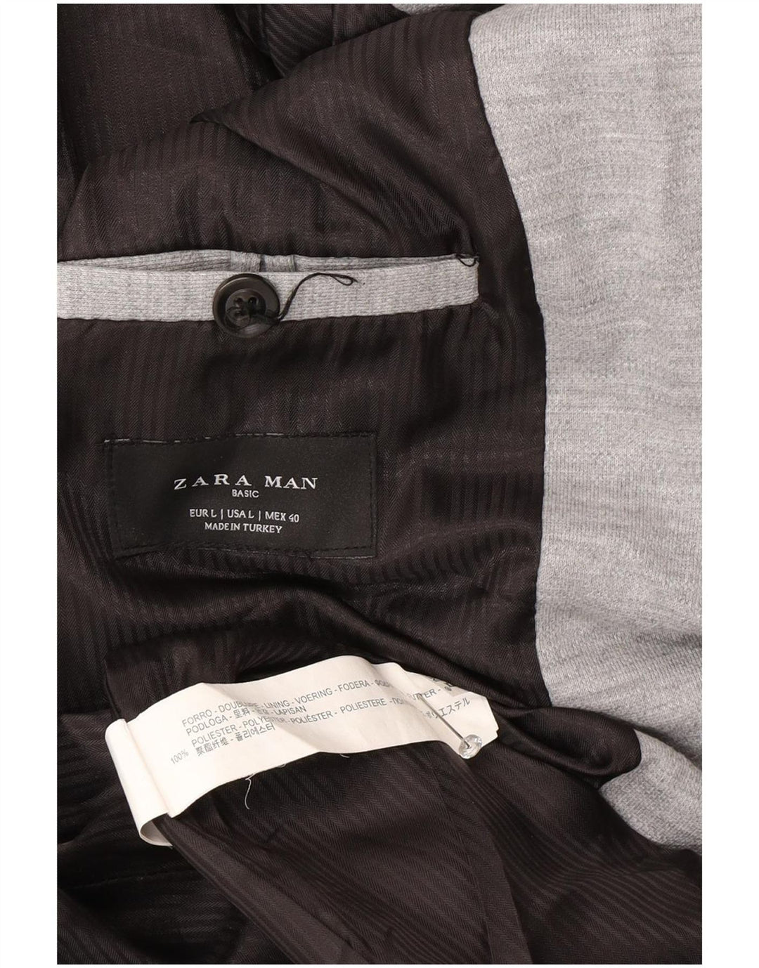 Giacca blazer da uomo a 2 bottoni Zara UK 40 grande grigia