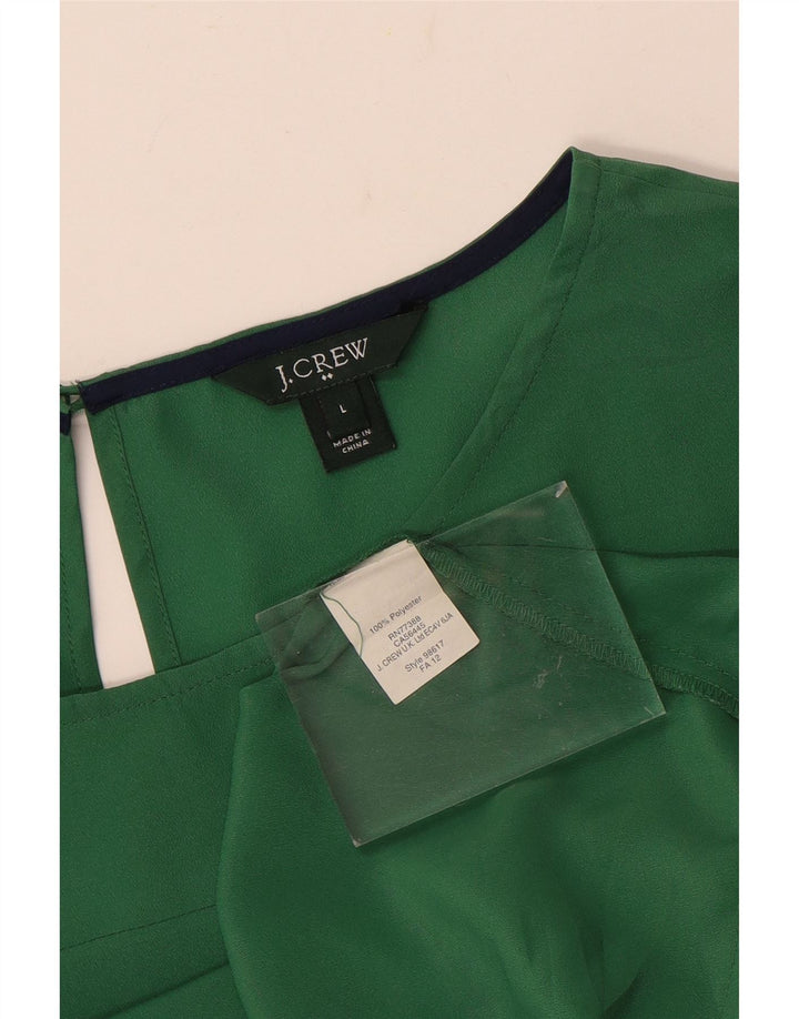 J. CREW Camicetta a maniche lunghe da donna UK 16 Large Verde Poliestere