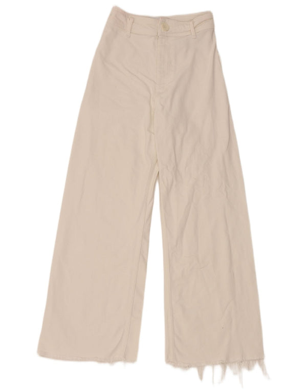 Jeans dritti a gamba larga da donna Zara EU 34 2XS W24 L27 Cotone bianco