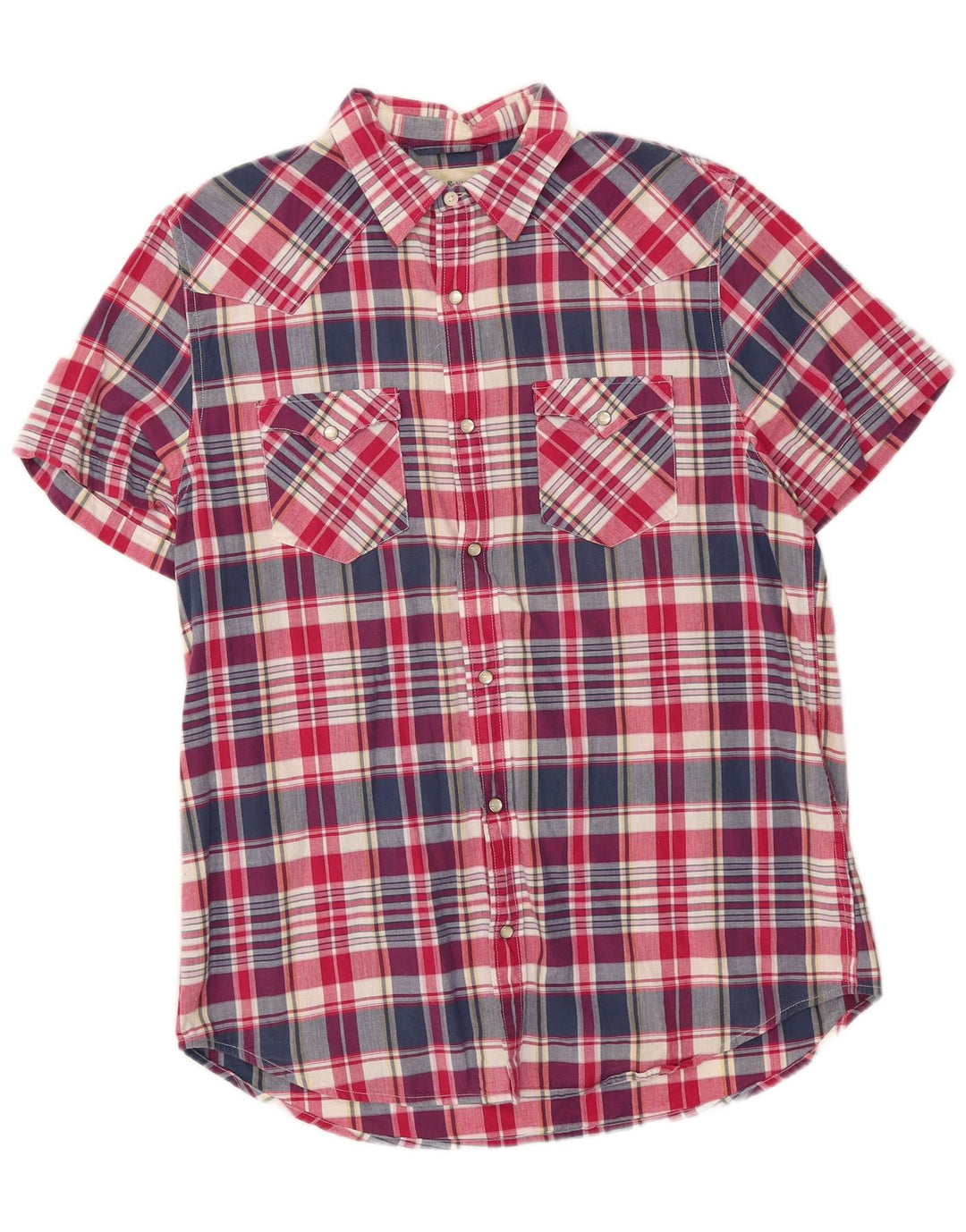 RALPH LAUREN Mens Short Sleeve Shirt Large Red Check Cotton