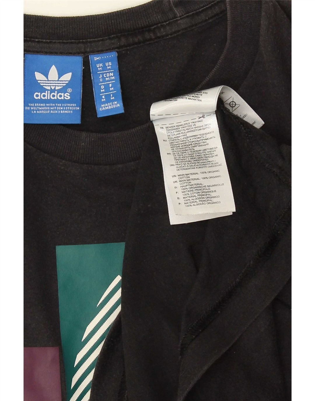 T-shirt grafica da uomo Adidas Top in cotone nero medio