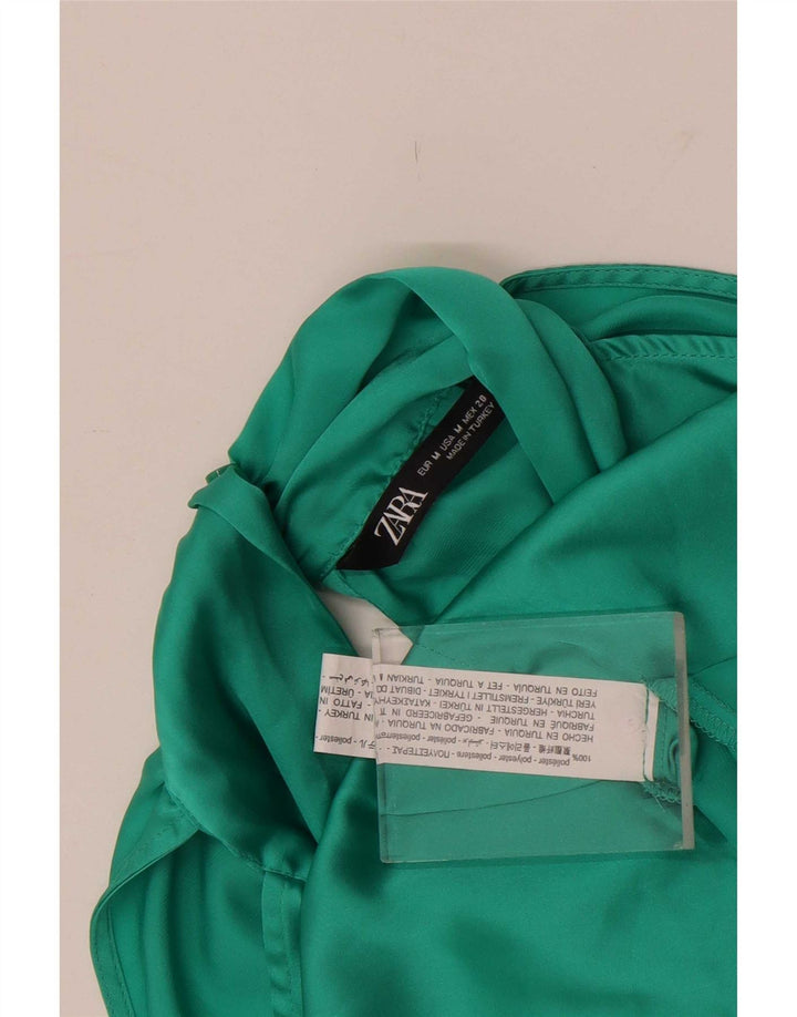 Camicetta corta senza maniche da donna Zara UK 14 Poliestere verde medio