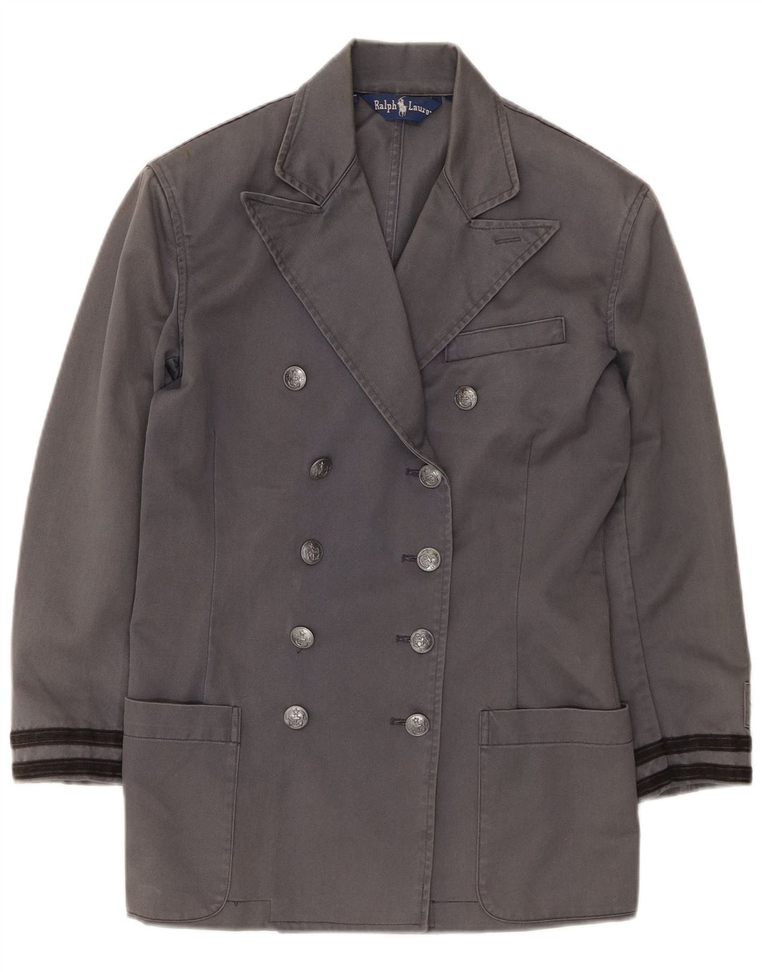 Cappotto doppiopetto da donna Ralph Lauren US 4 Small in cotone grigio