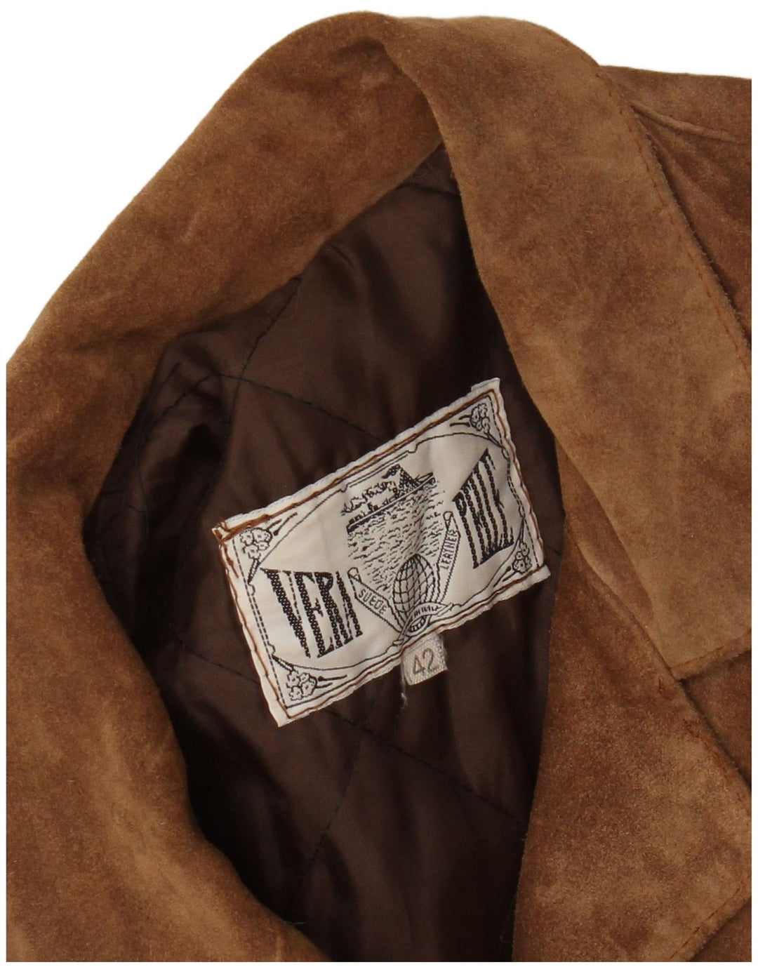 Giacca vintage in pelle scamosciata da donna IT 42 in pelle marrone medio