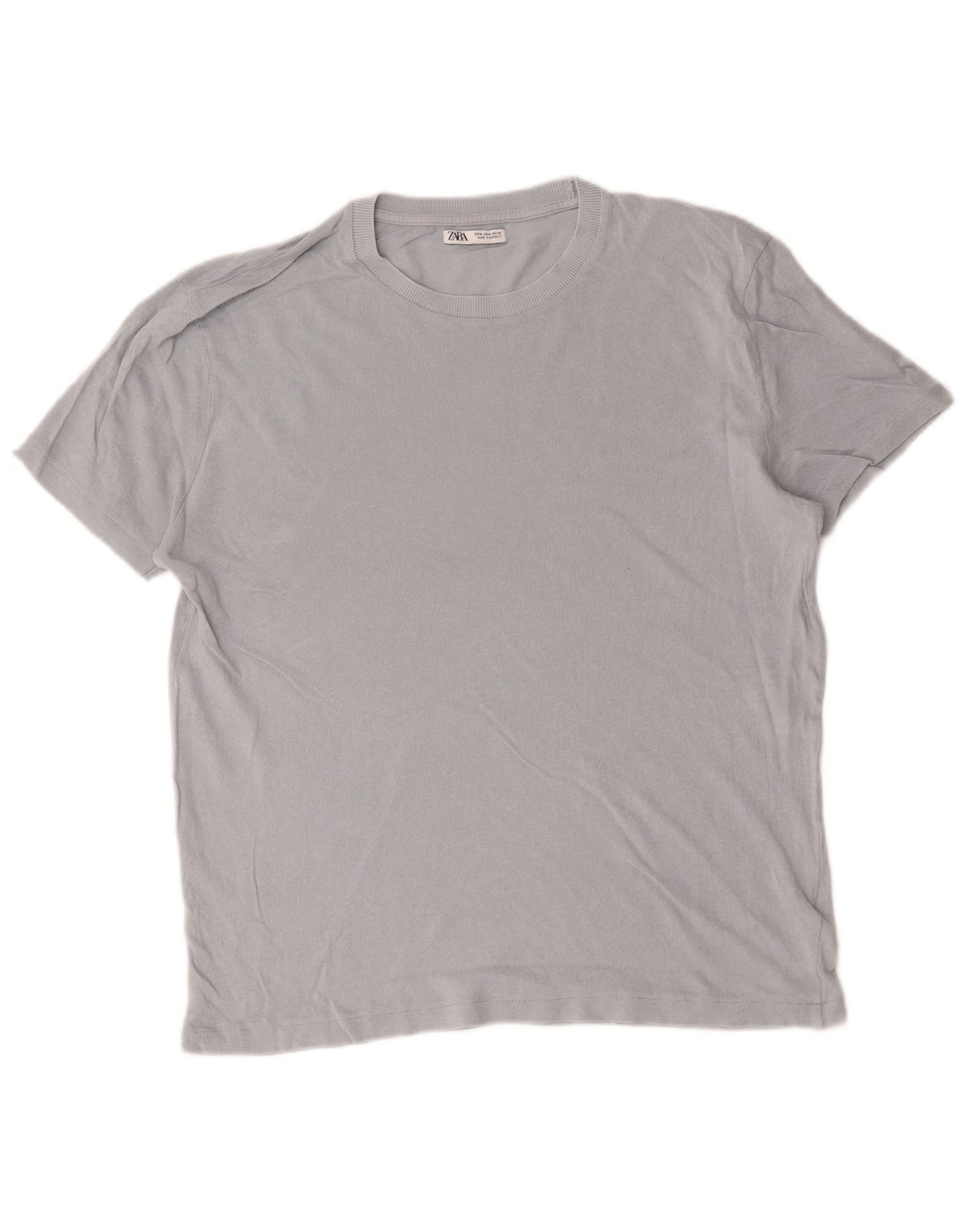 T-shirt Zara da uomo Top in cotone grigio medio