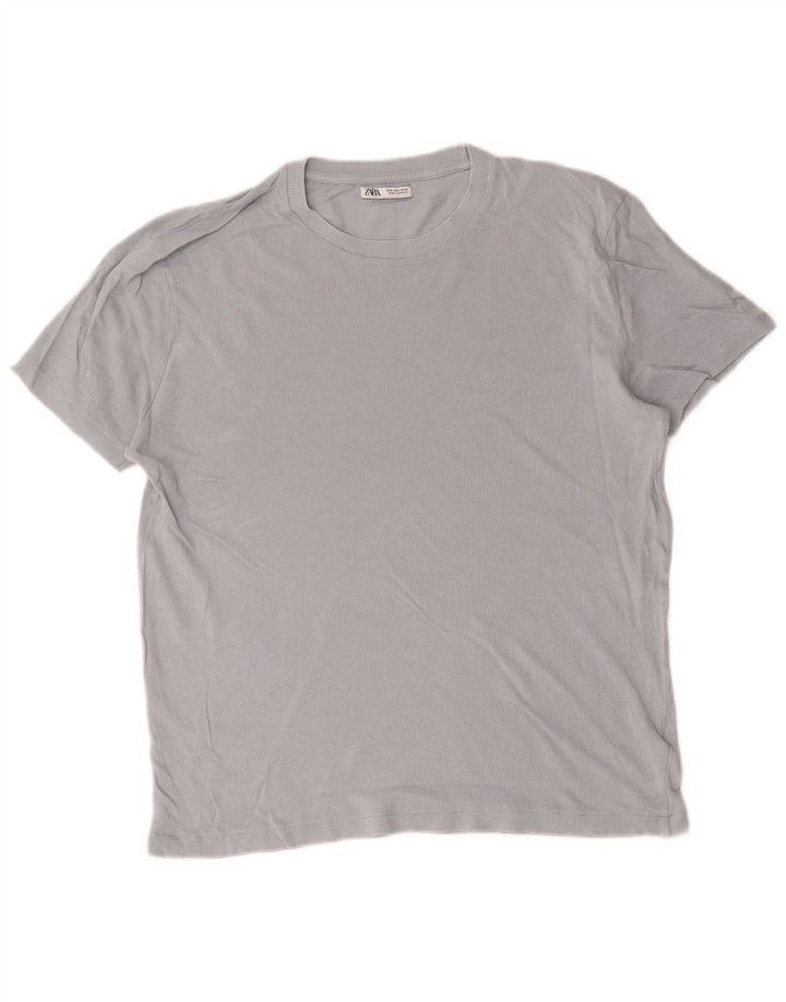 T-shirt Zara da uomo Top in cotone grigio medio