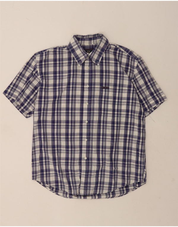 Camicia da uomo a maniche corte Sergio Tacchini grande in cotone a quadri blu navy