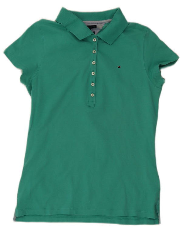 Polo da donna slim fit Tommy Hilfiger UK 14 grande cotone verde