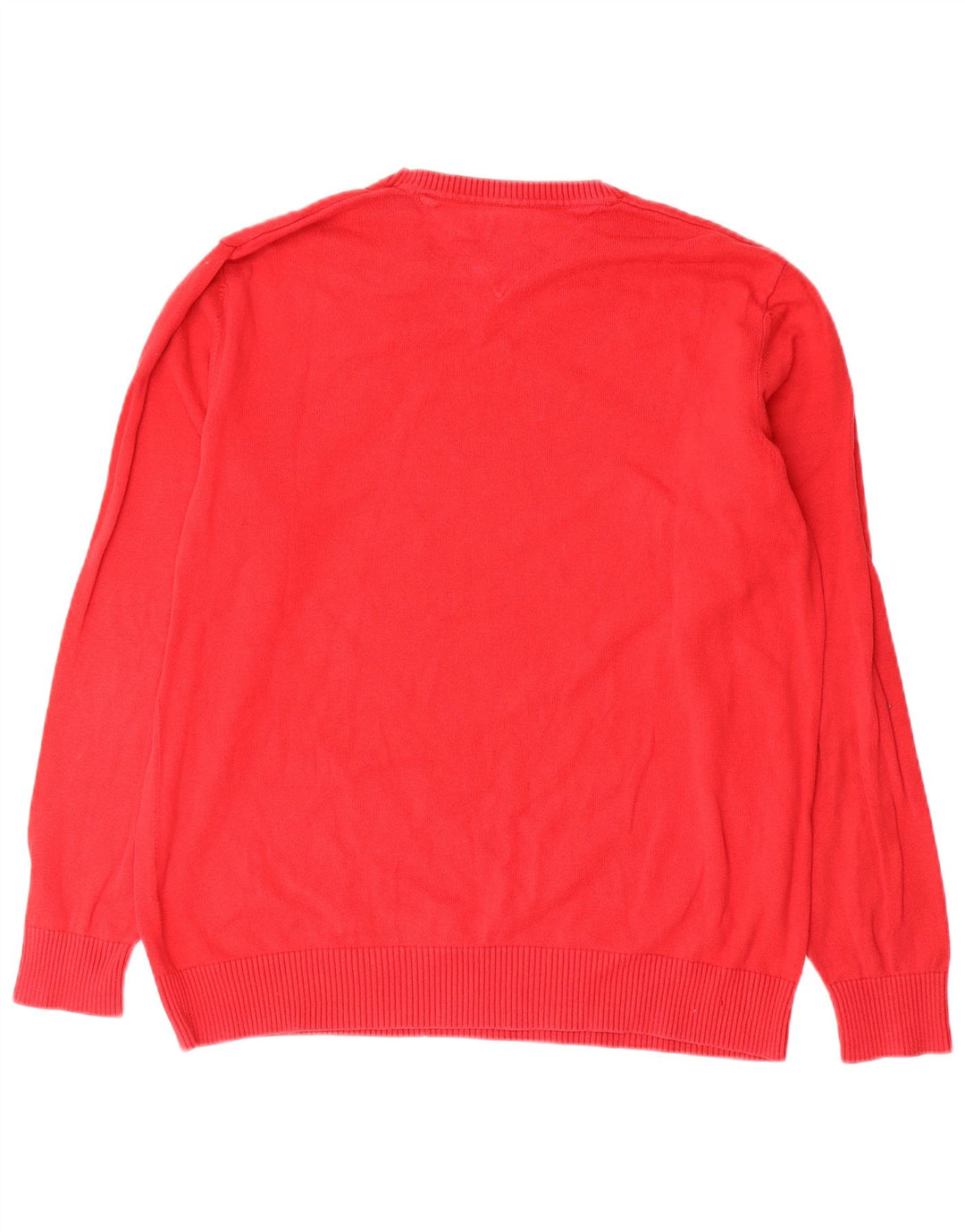 Maglione maglione con scollo a V da uomo Tommy Hilfiger in cotone rosso medio