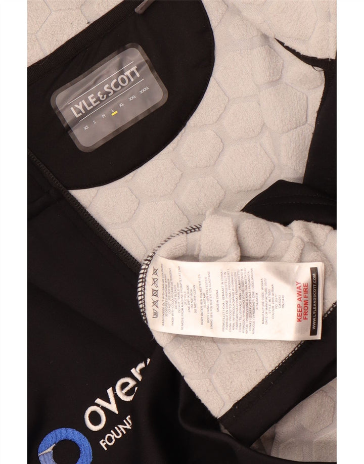 Lyle & Scott Felpa con cappuccio da uomo con zip grafica e collo alto, nera