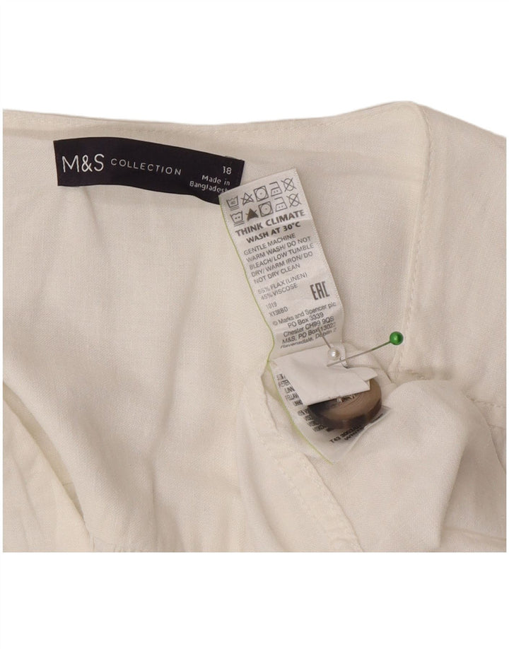 Camicetta camicia oversize da donna Marks & Spencer UK 18 XL Lino bianco