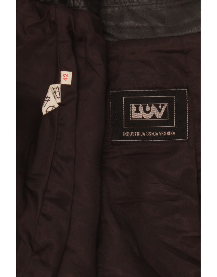 Gonna in pelle vintage da donna IT 42 media W27 nera