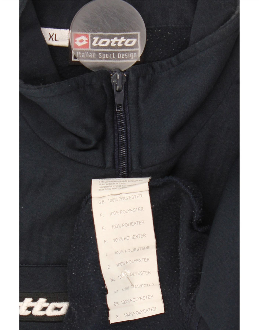 Felpa da uomo con collo con zip Lotto Maglione XL Blu navy in poliestere