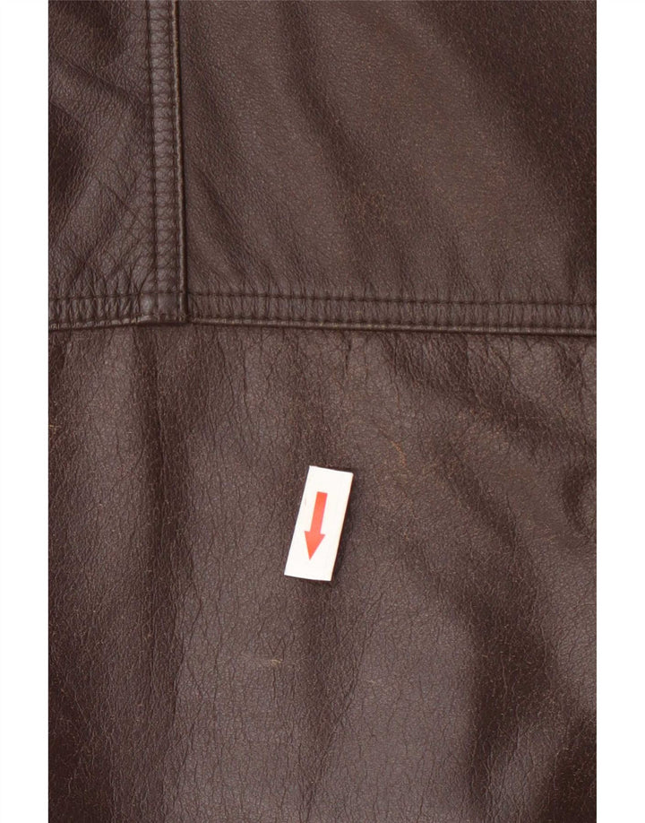 Gilet multiuso in pelle da uomo Itallo IT 60 4XL Marrone