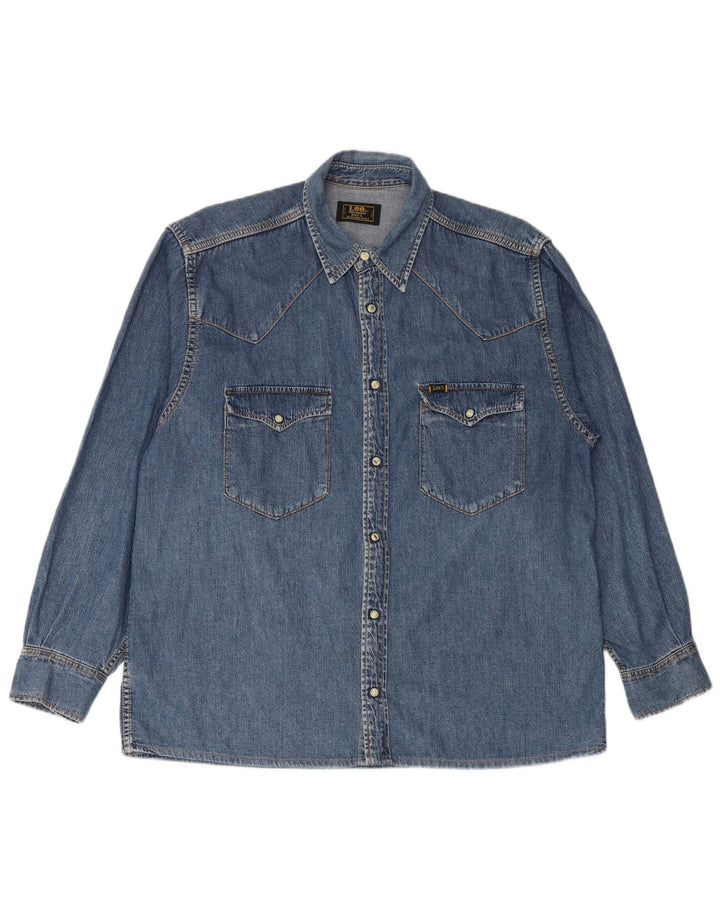 Camicia di jeans da uomo LEE grande in cotone blu