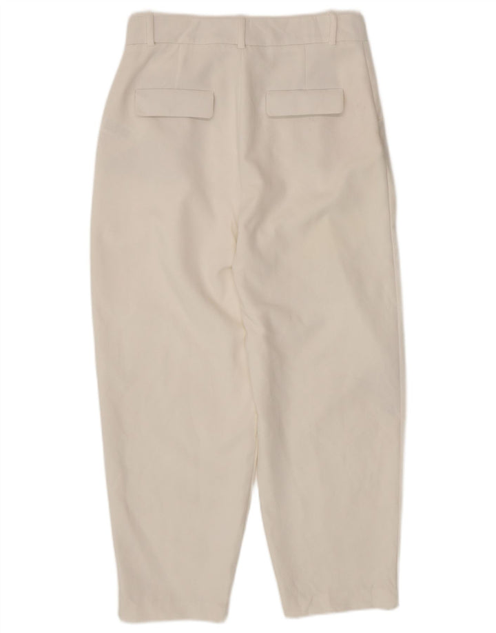 Pantaloni casual con pegging affusolati ZARA da donna piccoli W26 L25 poliestere bianco