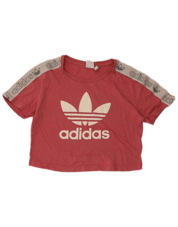 T-shirt grafica corta da donna Adidas UK 6 XS cotone color block rosa