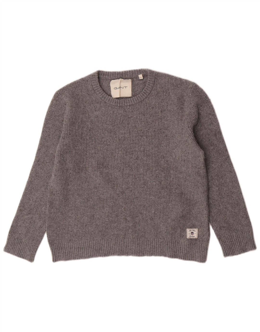 Maglione maglione girocollo da donna Gant UK 16 grande cotone grigio