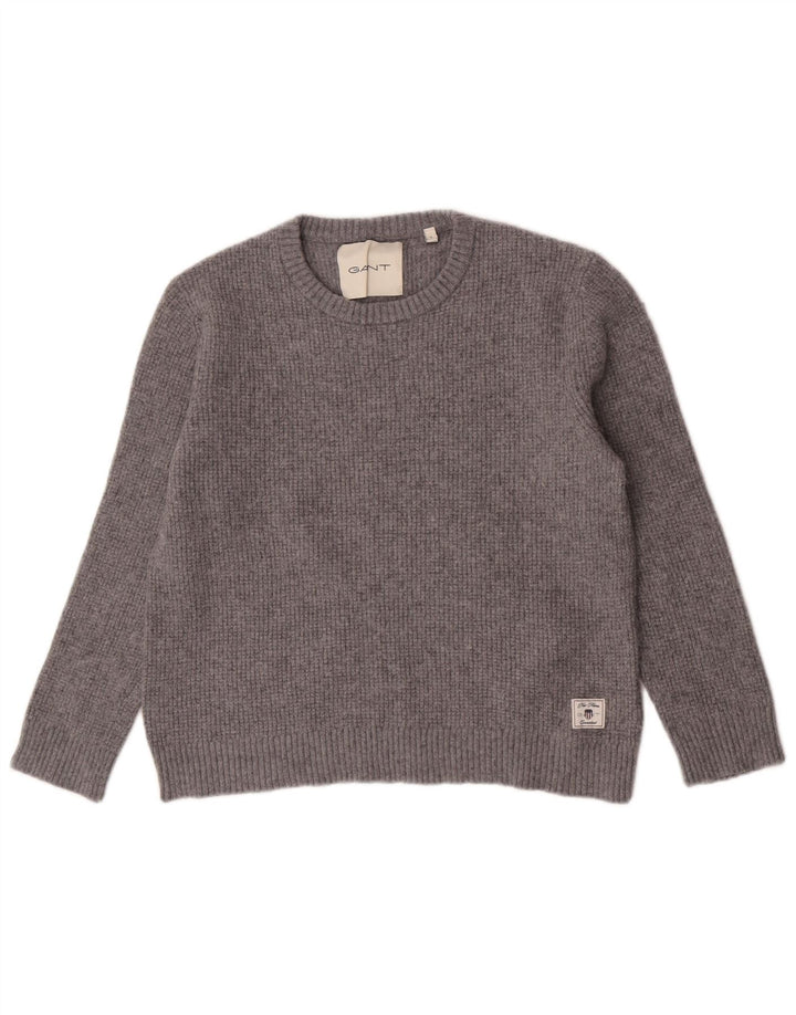 Maglione maglione girocollo da donna Gant UK 16 grande cotone grigio