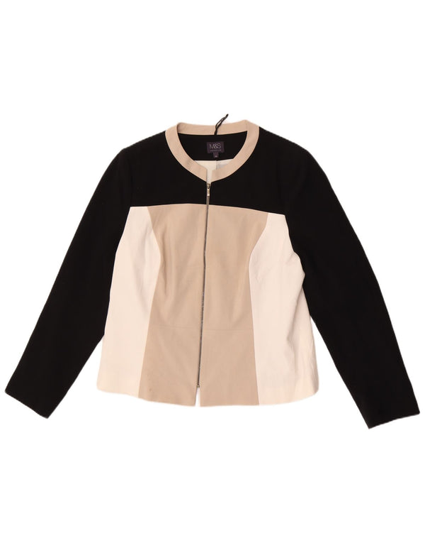 Giacca blazer con zip intera da donna Marks & Spencer UK 16 Large Beige Colourblock