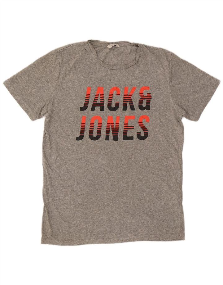 JACK & JONES T-shirt grafica da uomo in cotone grigio medio