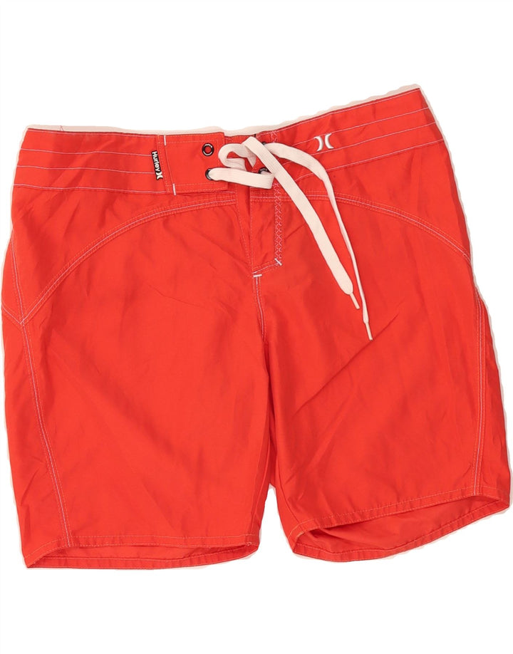 HURLEY Womens Graphic Swimming Shorts US 5 Small  Red Polyester Vintage Hurley and Second-Hand Hurley from Messina Hembry 