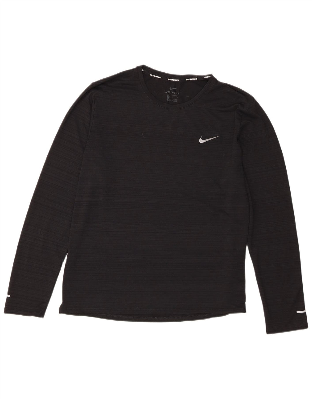 Nike Dri Fit Top da donna a maniche lunghe UK 16 grande poliestere a righe nere