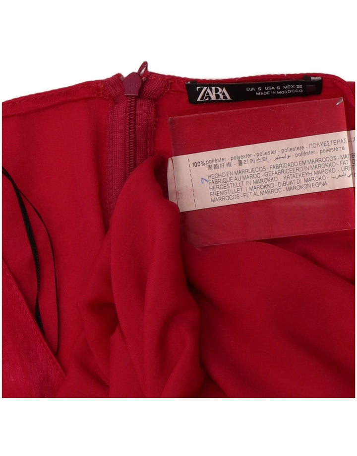 Abito tubino a maniche lunghe da donna Zara UK 10 piccolo poliestere rosa
