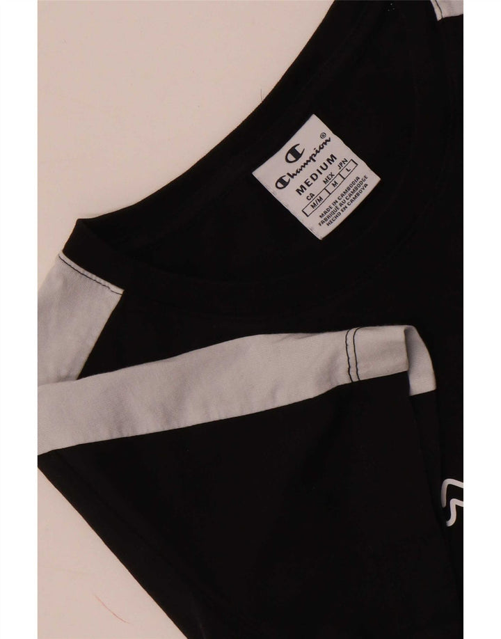 T-shirt grafica da donna Champion Top UK 12 Medium Black Colourblock