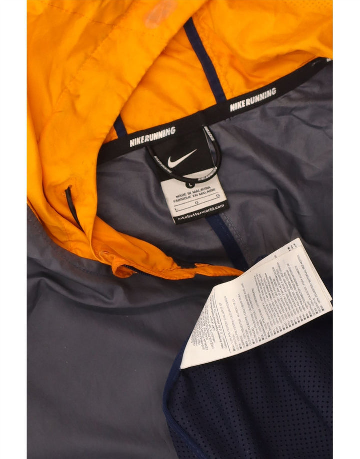 Nike Mens Running Hooded Tracksuit Top Jacket Large Navy Blue Colourblock