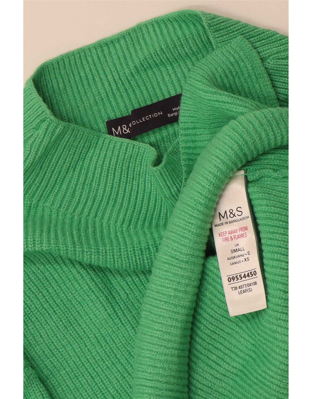 Maglione maglione a collo alto da donna Marks & Spencer UK 10 piccolo viscosa verde