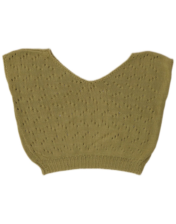 Canotta vintage da donna, vestibilità ampia, corta, UK 14, grande verde