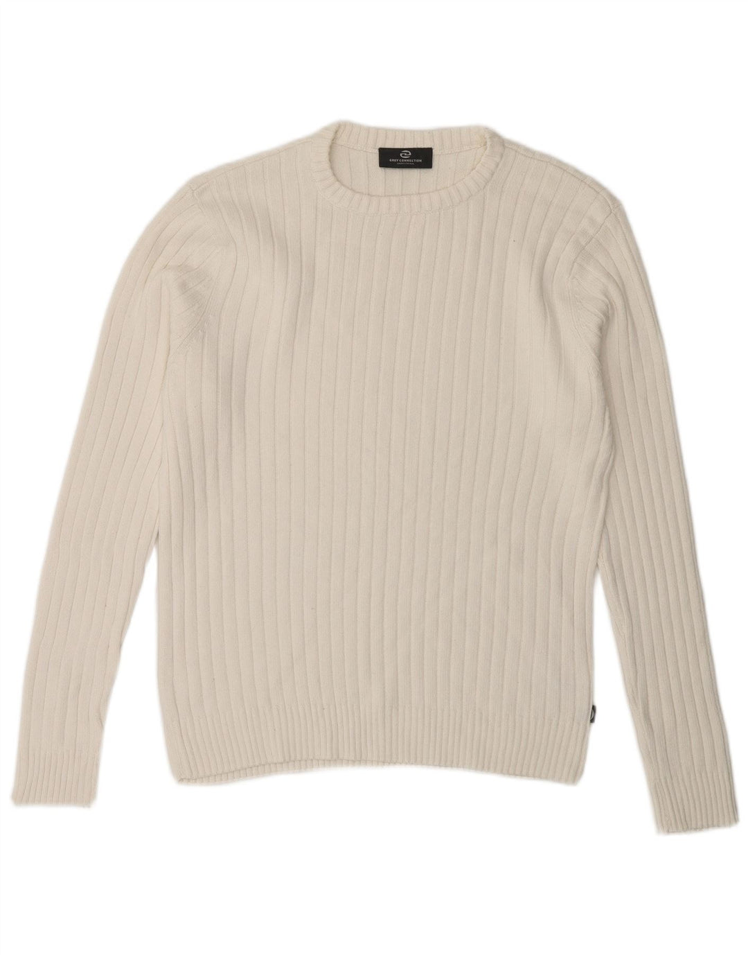 Maglione vintage da uomo girocollo piccolo in cotone bianco