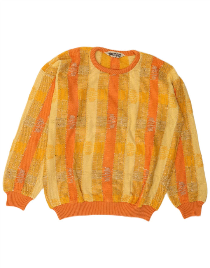 Maglione da uomo girocollo Boxer in cotone a righe gialle medie