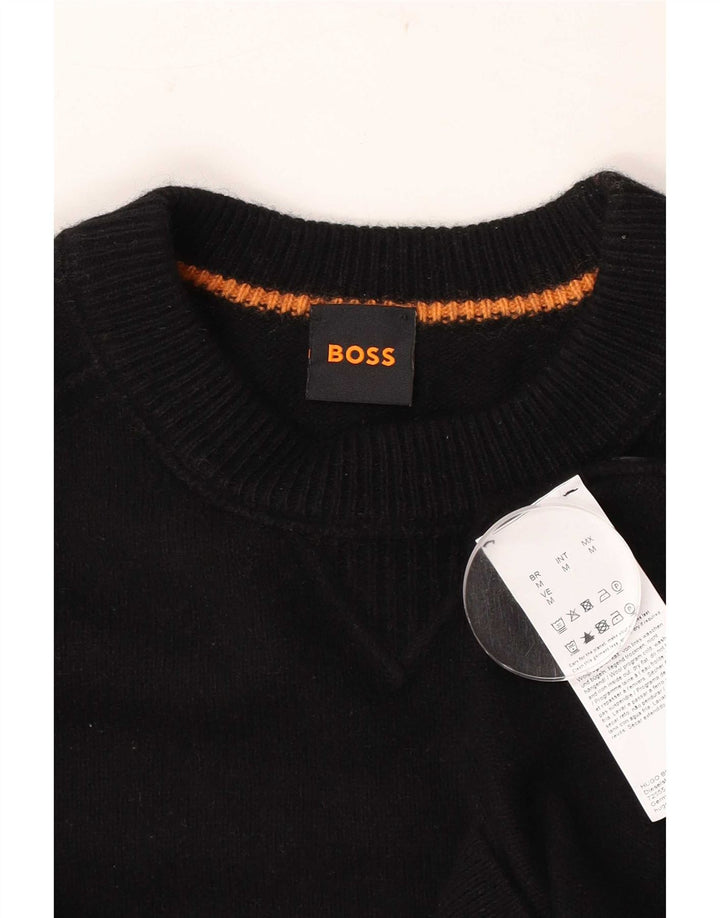 Hugo Boss Maglione girocollo grafico da uomo in cotone nero medio