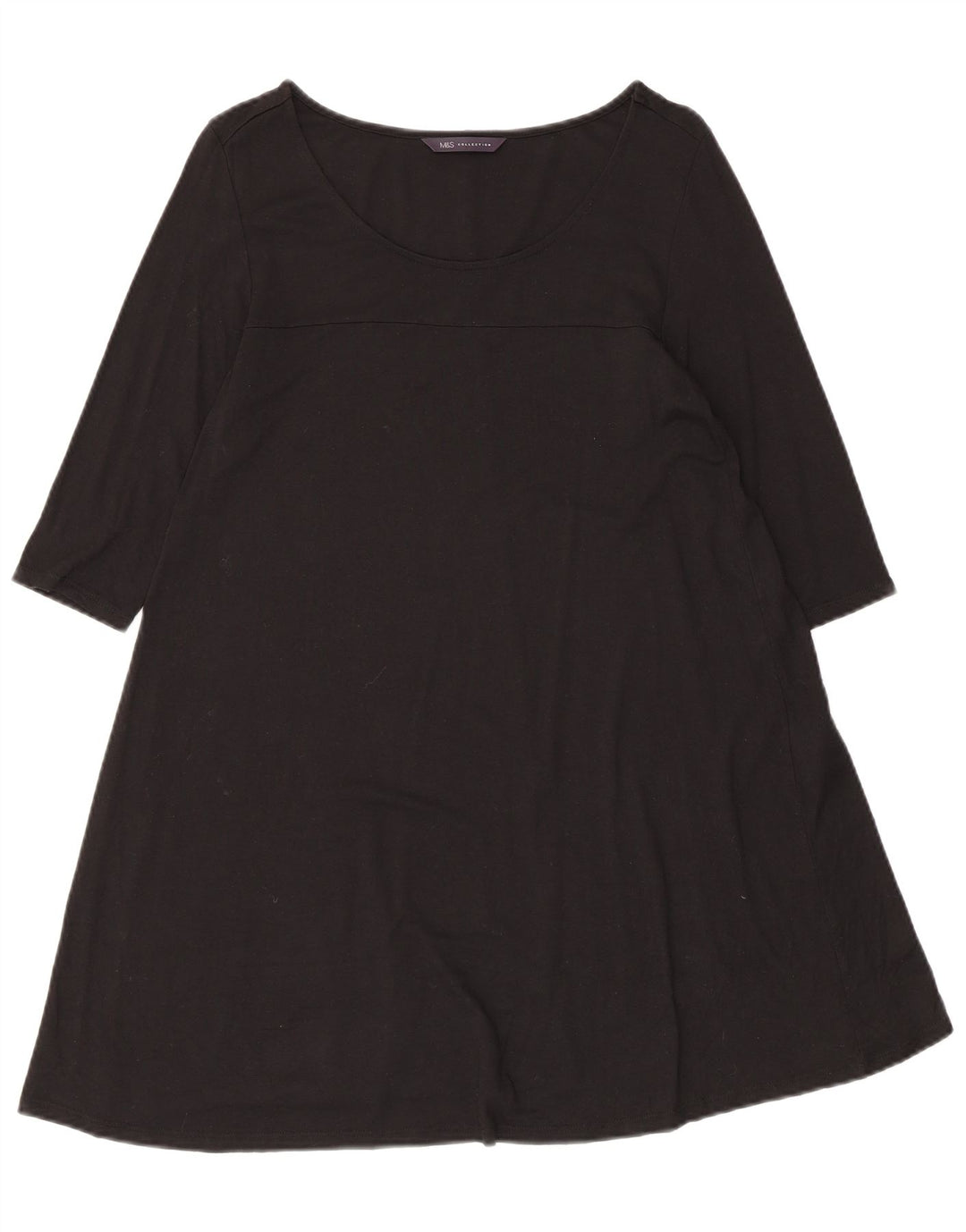 Abito a trapezio con maniche a 3/4 da donna Marks & Spencer UK 8 piccolo in viscosa nera