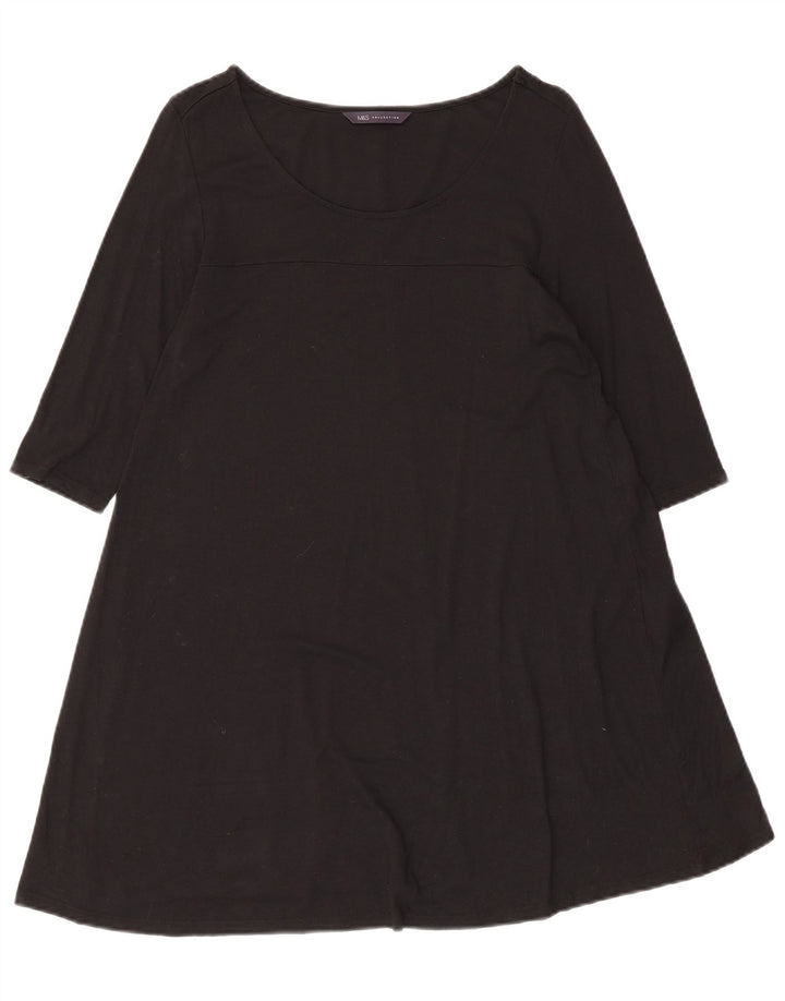 Abito a trapezio con maniche a 3/4 da donna Marks & Spencer UK 8 piccolo in viscosa nera