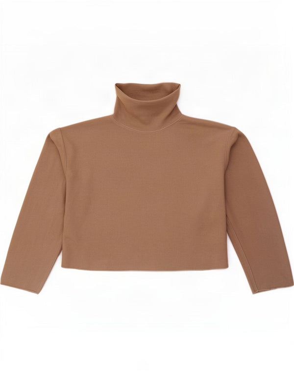 Top corto da donna Zara a maniche lunghe UK 10 piccolo in cotone beige