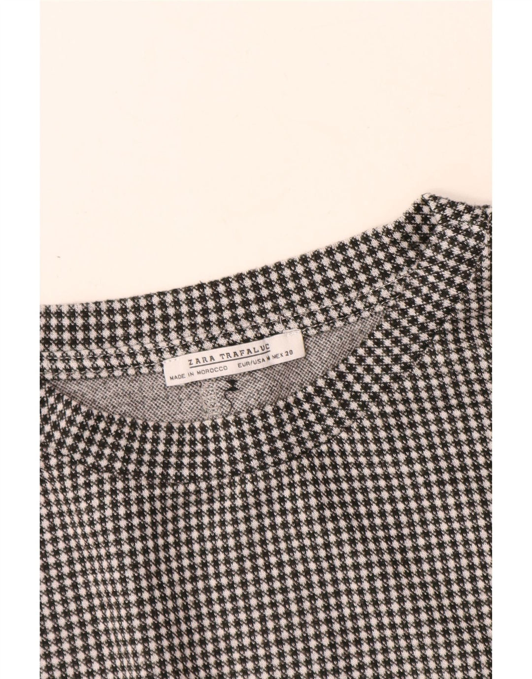 Top Zara a maniche lunghe da donna, UK 12, motivo a quadri nero medio