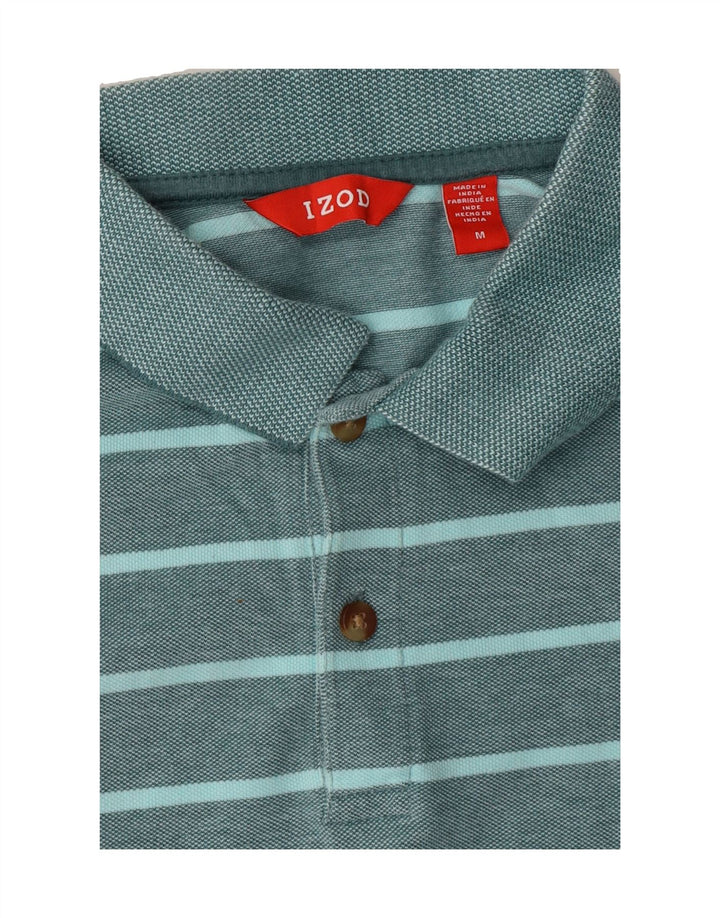 IZOD Mens Polo Shirt Medium Green Striped Cotton Vintage Izod and Second-Hand Izod from Messina Hembry 