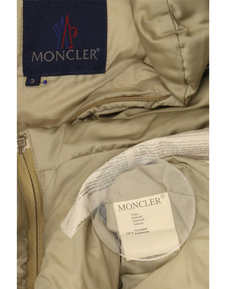 Giacca imbottita con cappuccio da donna Moncler taglia 3 medio poliestere kaki