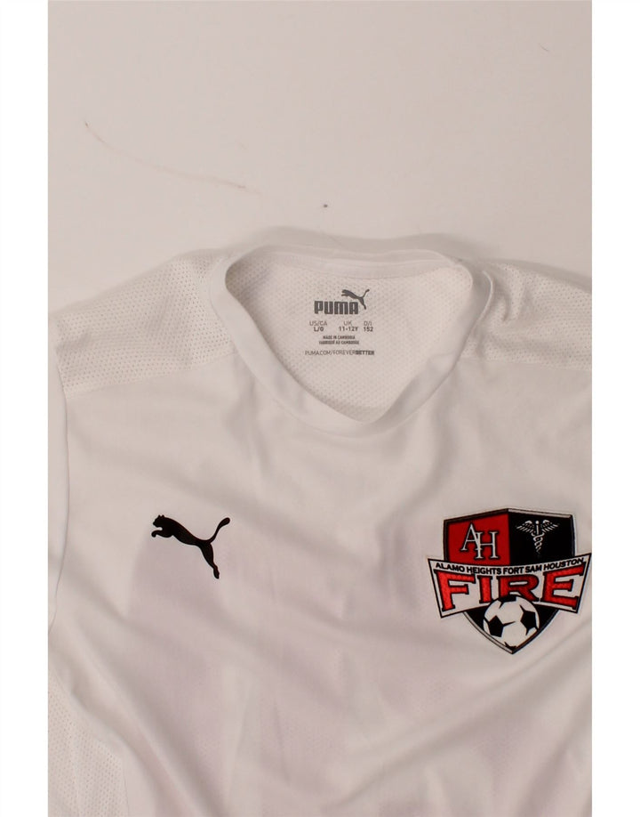 PUMA Boys Graphic T-Shirt Top 11-12 Years White Polyester Vintage Puma and Second-Hand Puma from Messina Hembry 