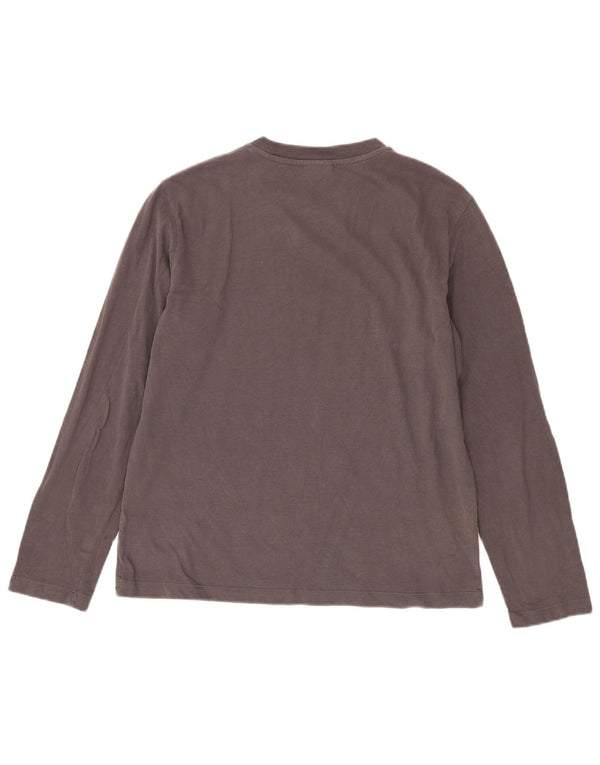 Top grafico da donna Trussardi Jeans manica lunga UK 14 grande cotone grigio