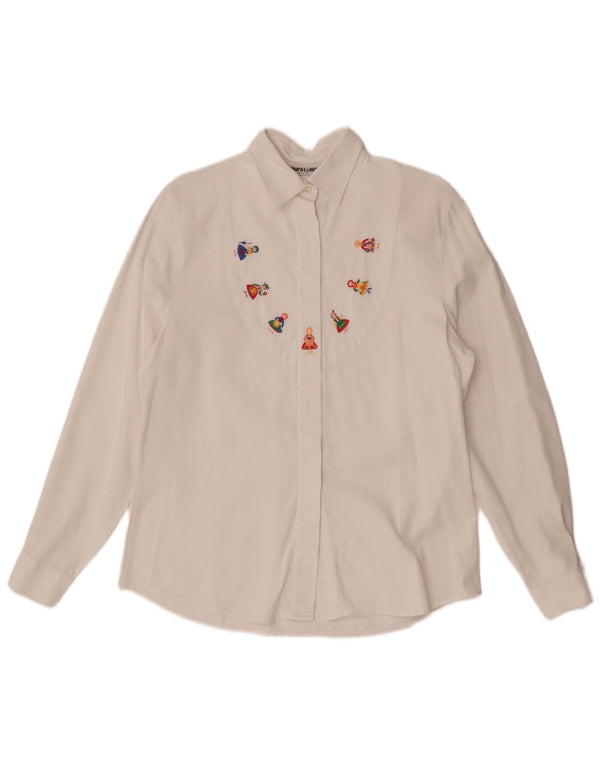 Naracamicee Camicia grafica da donna Camicetta UK 14 Medio Bianco Etnico
