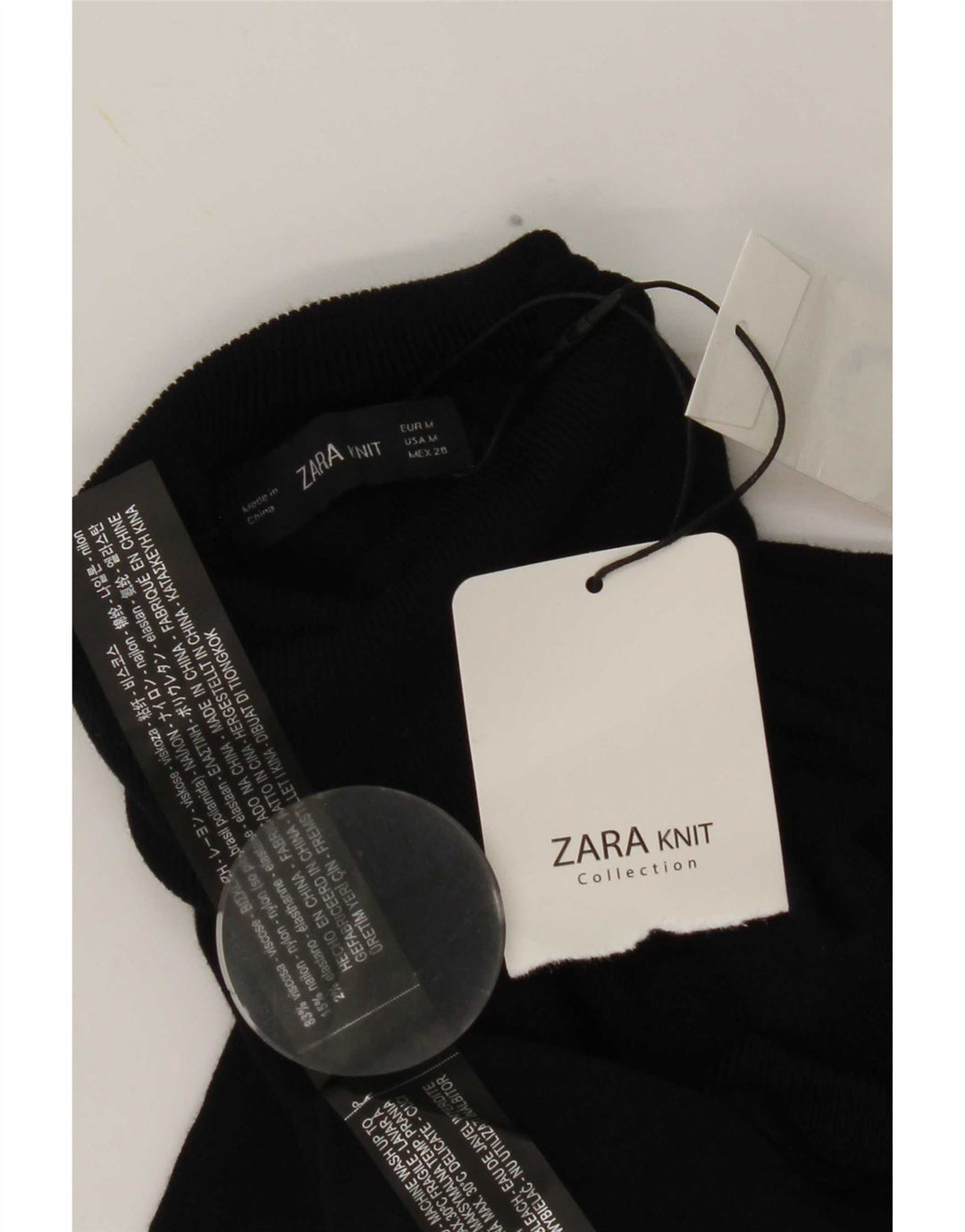 Maglione maglione a collo alto da donna Zara UK 12 viscosa blu navy medio