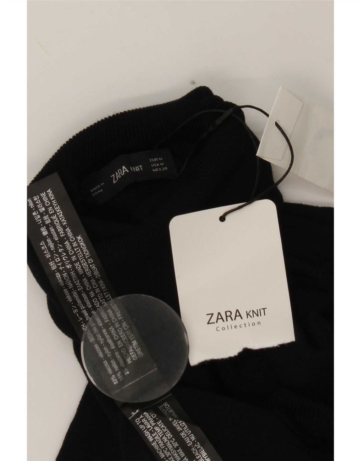 Maglione maglione a collo alto da donna Zara UK 12 viscosa blu navy medio