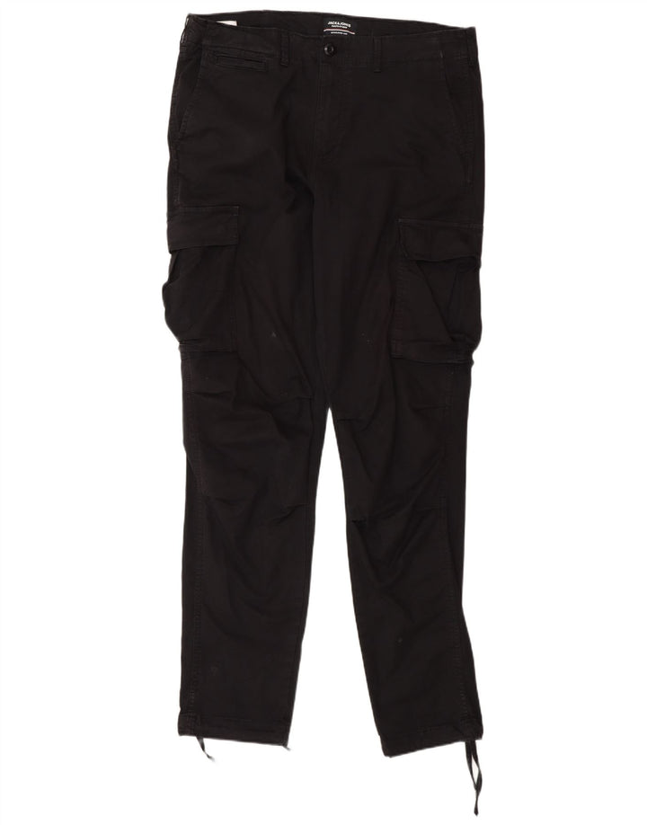 Pantaloni cargo slim da uomo Jack & Jones W33 L34 cotone nero