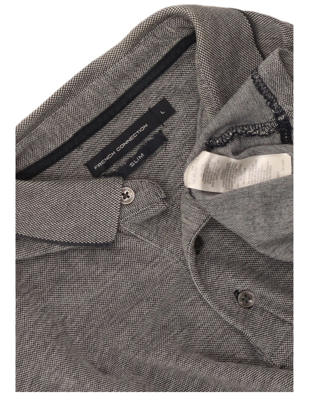 Polo slim da uomo French Connection, grande, in cotone grigio screziato